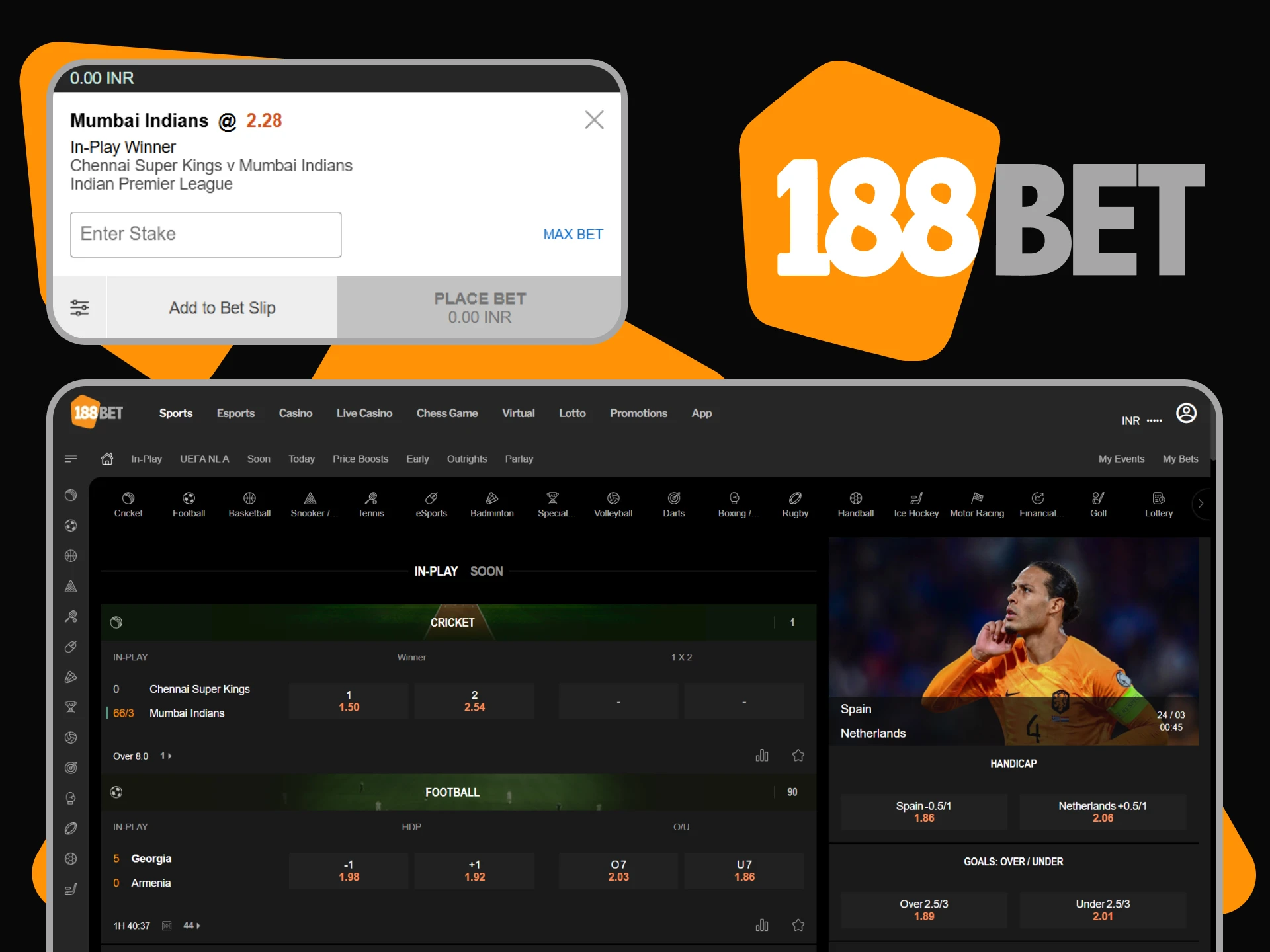 We will tell you how to place bets with 188bet.