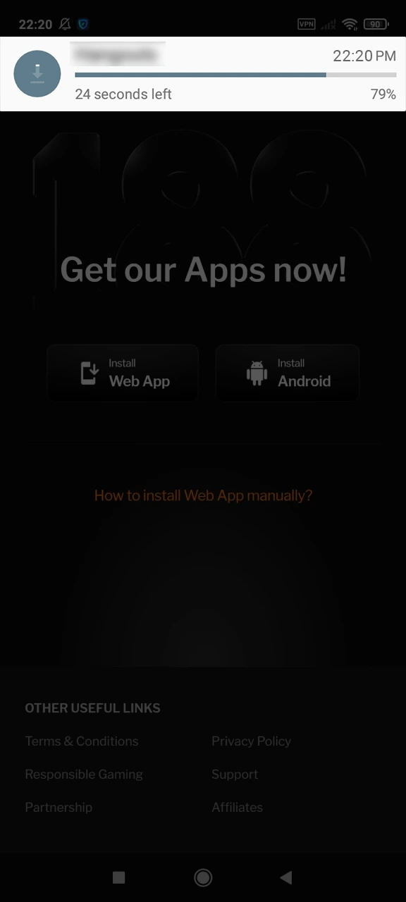 Wait until the 188bet app download on Android is complete.