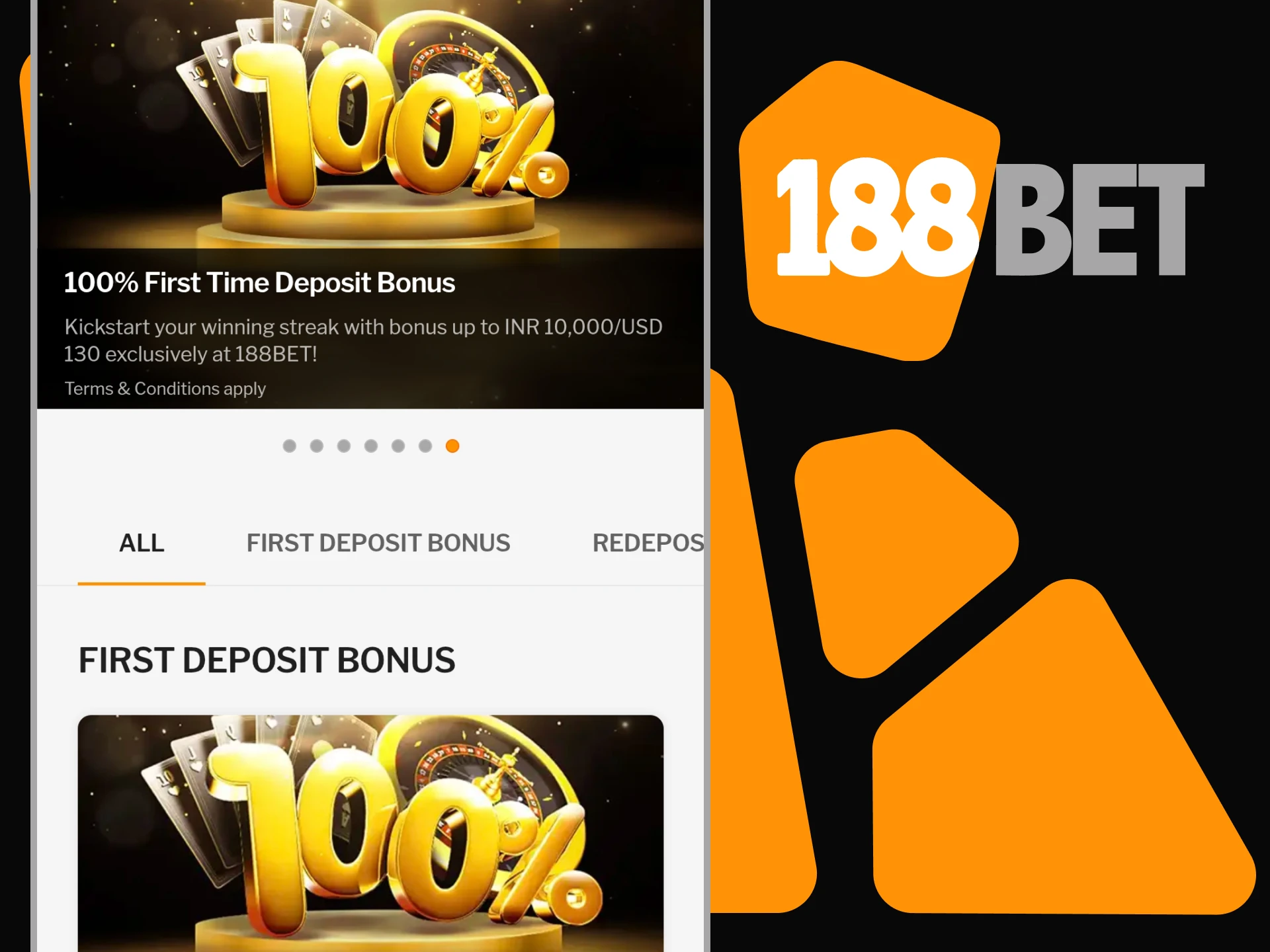 The 188bet app offers a welcome bonus to new users.