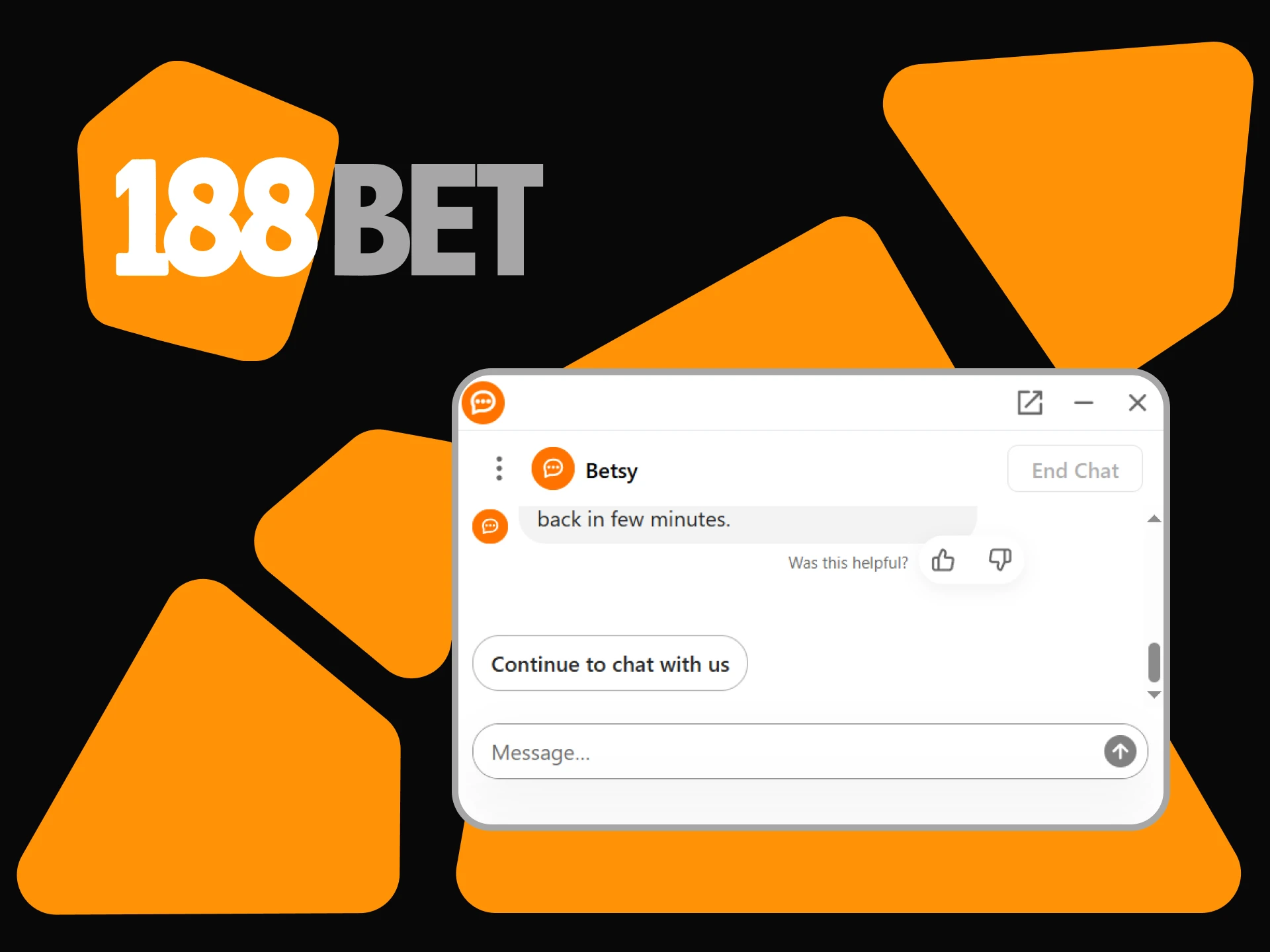 On the 188bet website you will find a chat with support.