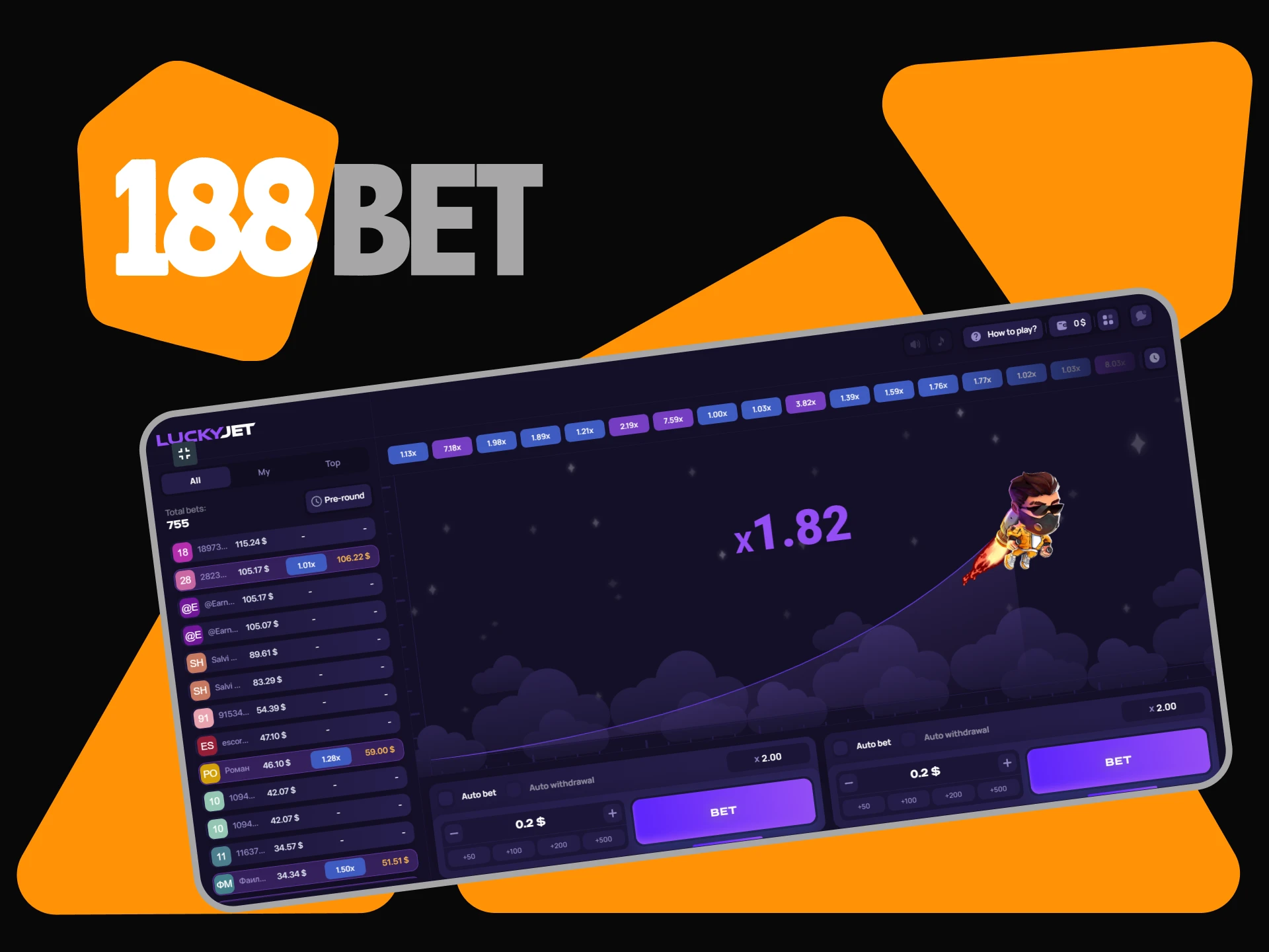 188bet is perfect for playing Lucky Jet.