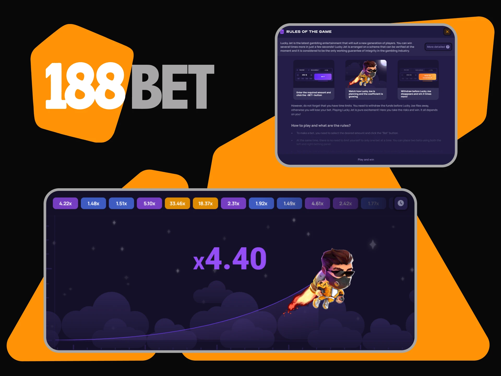 We will tell you about the possibilities of the Lucky Jet game on 188bet.