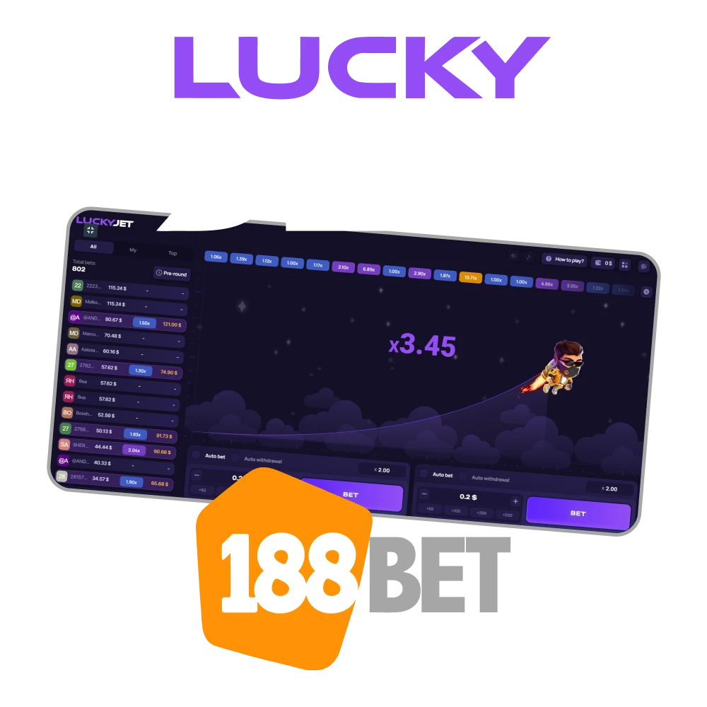 To play Lucky Jet, choose 188bet.