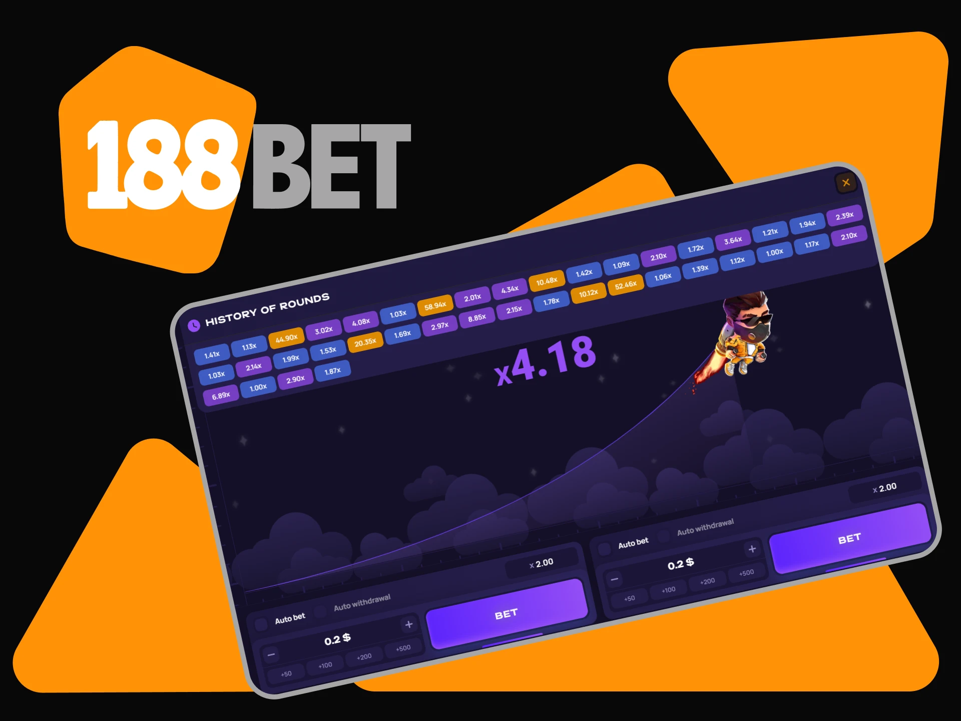 Explore the Lucky Jet game interface at 188bet.