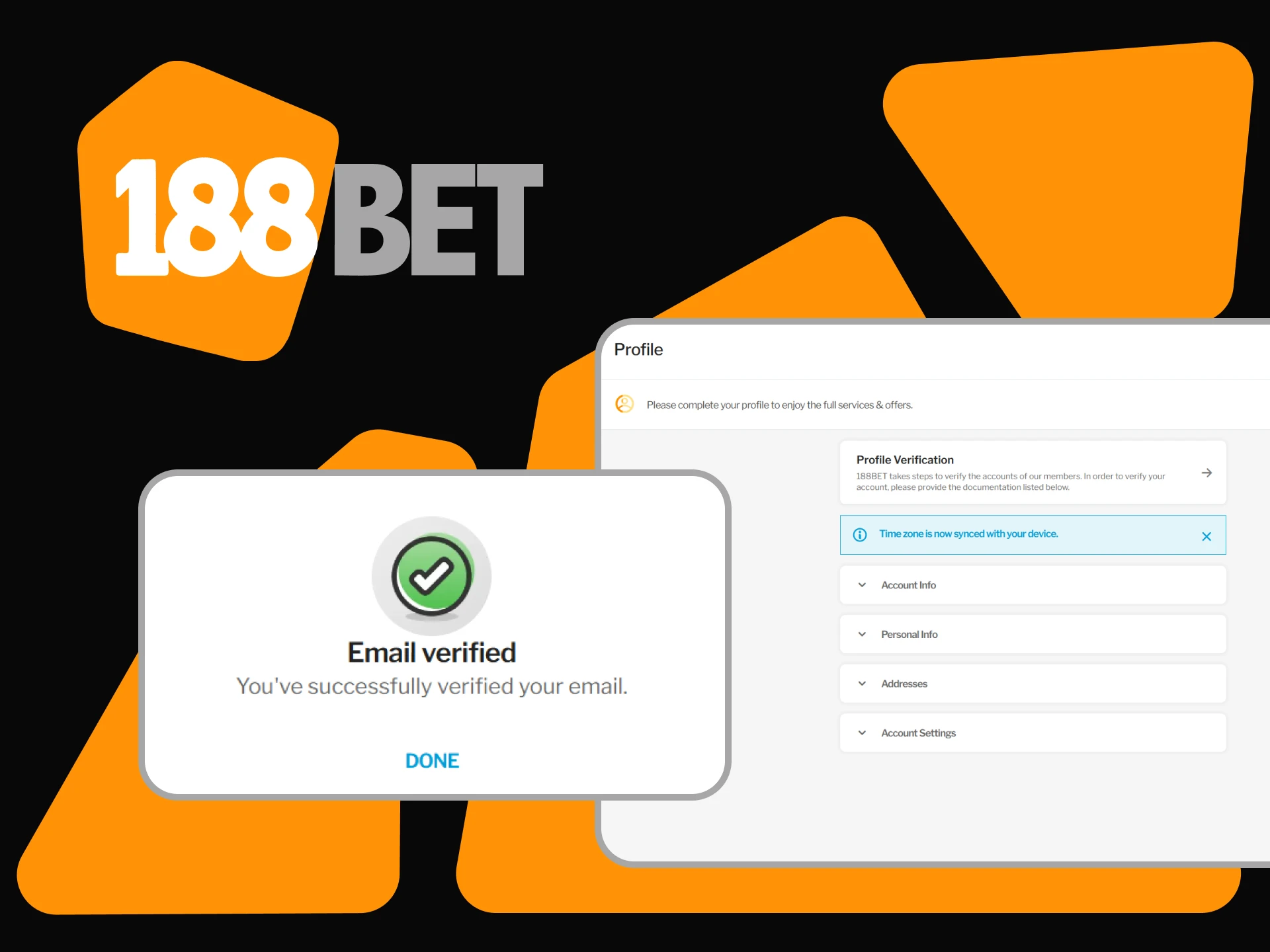 Don't forget to confirm your details on the 188bet website.