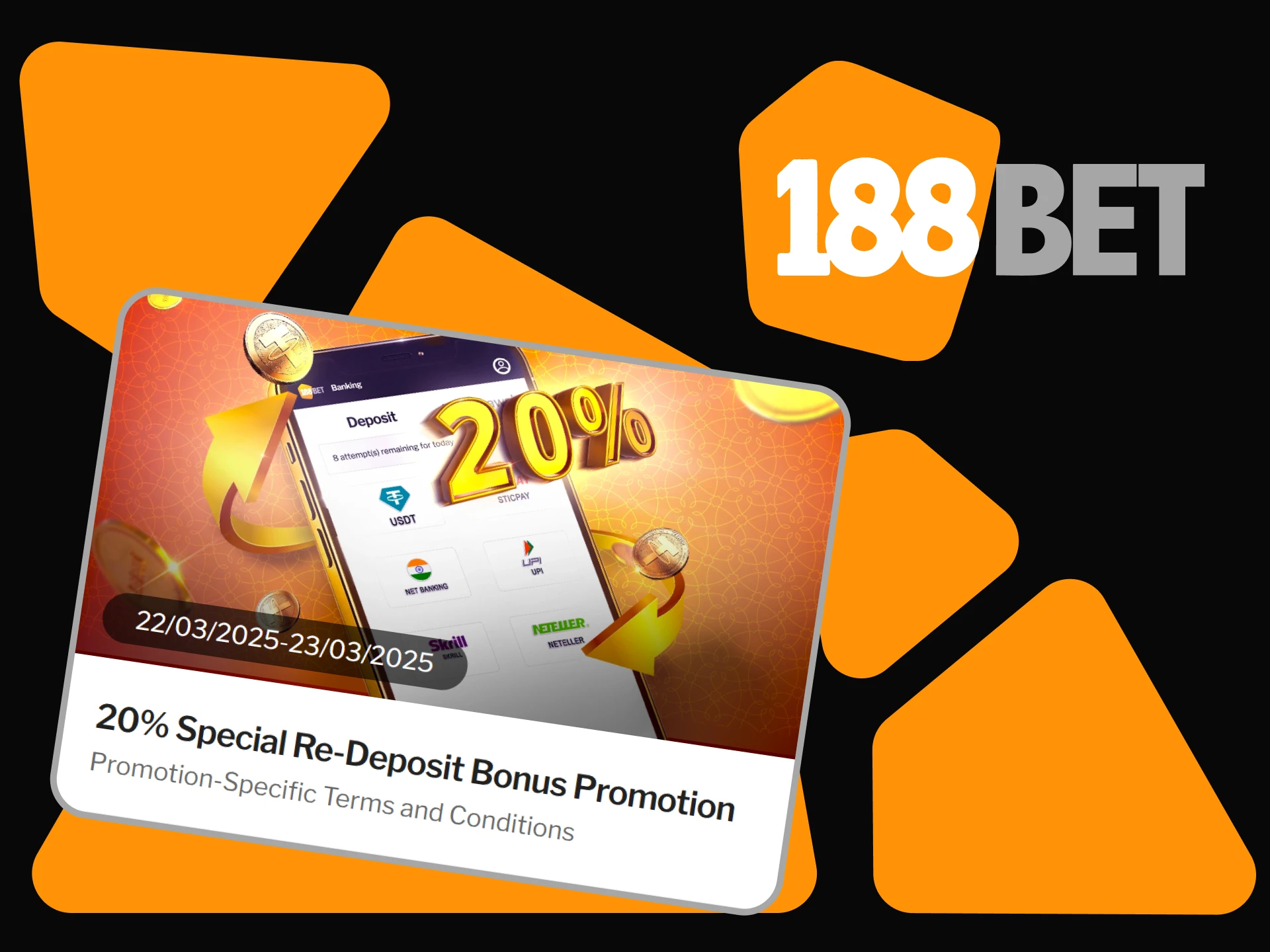 Increase your deposit with additional bonus from 188bet.