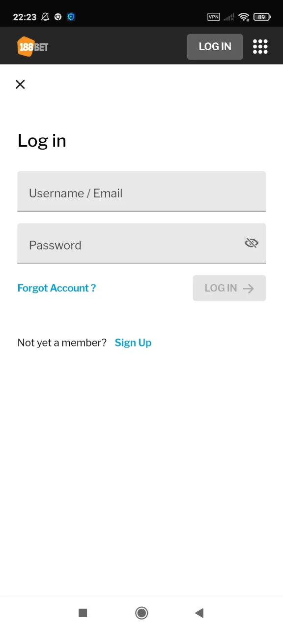Login to your personal account to top up your deposit on 188bet.