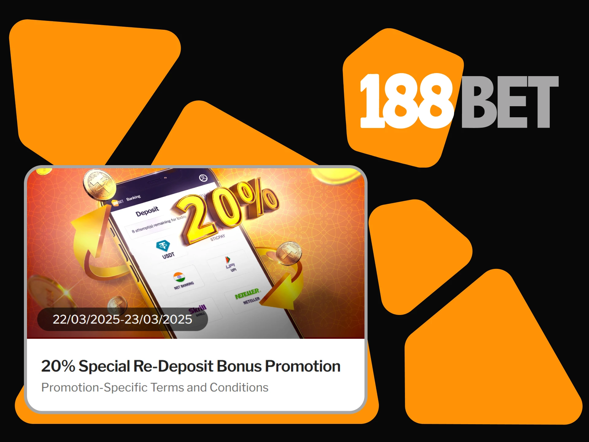 Get extra funds as a bonus from 188bet.